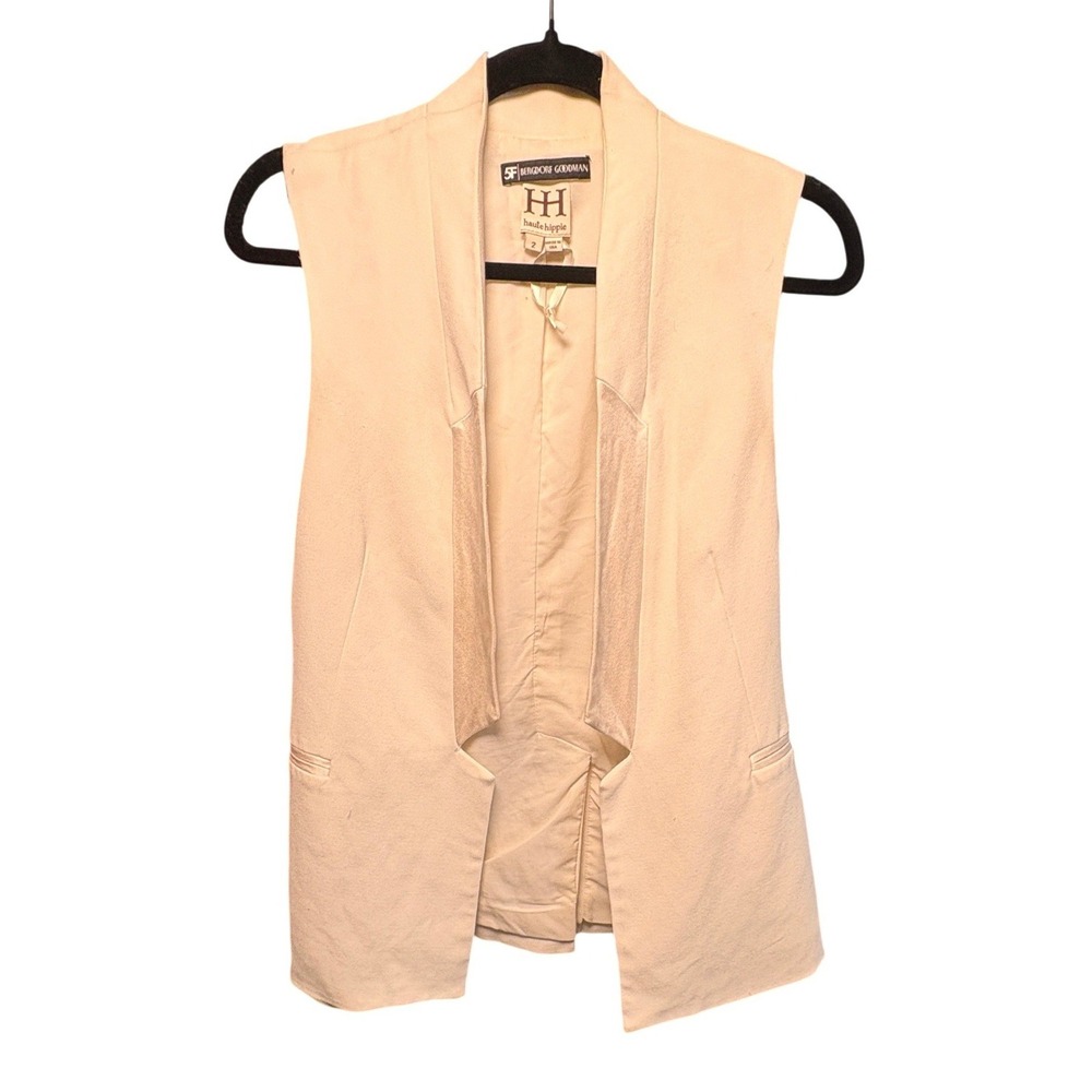 Haute Hippie Bergdorf Goodman Cream Tailored Open Front Vest HHSP14-6090 Size 2